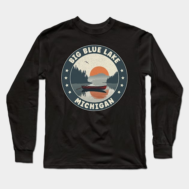 Big Blue Lake Michigan Sunset Long Sleeve T-Shirt by turtlestart